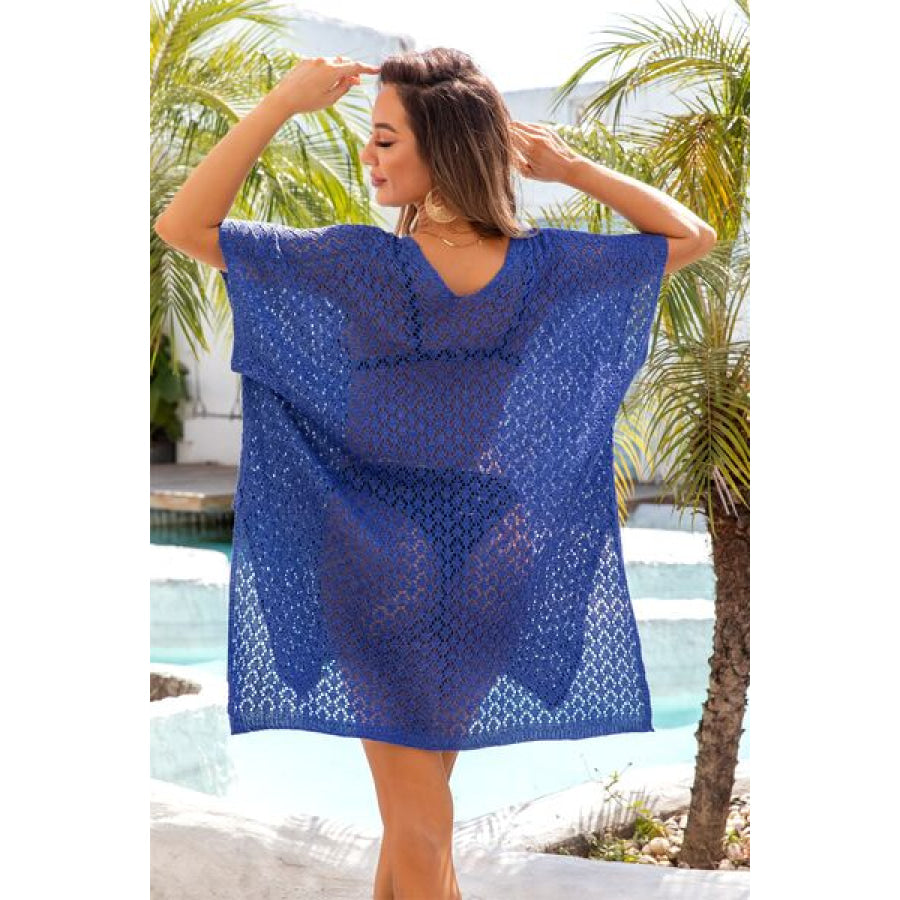 Openwork Slit Scoop Neck Cover Up Apparel and Accessories