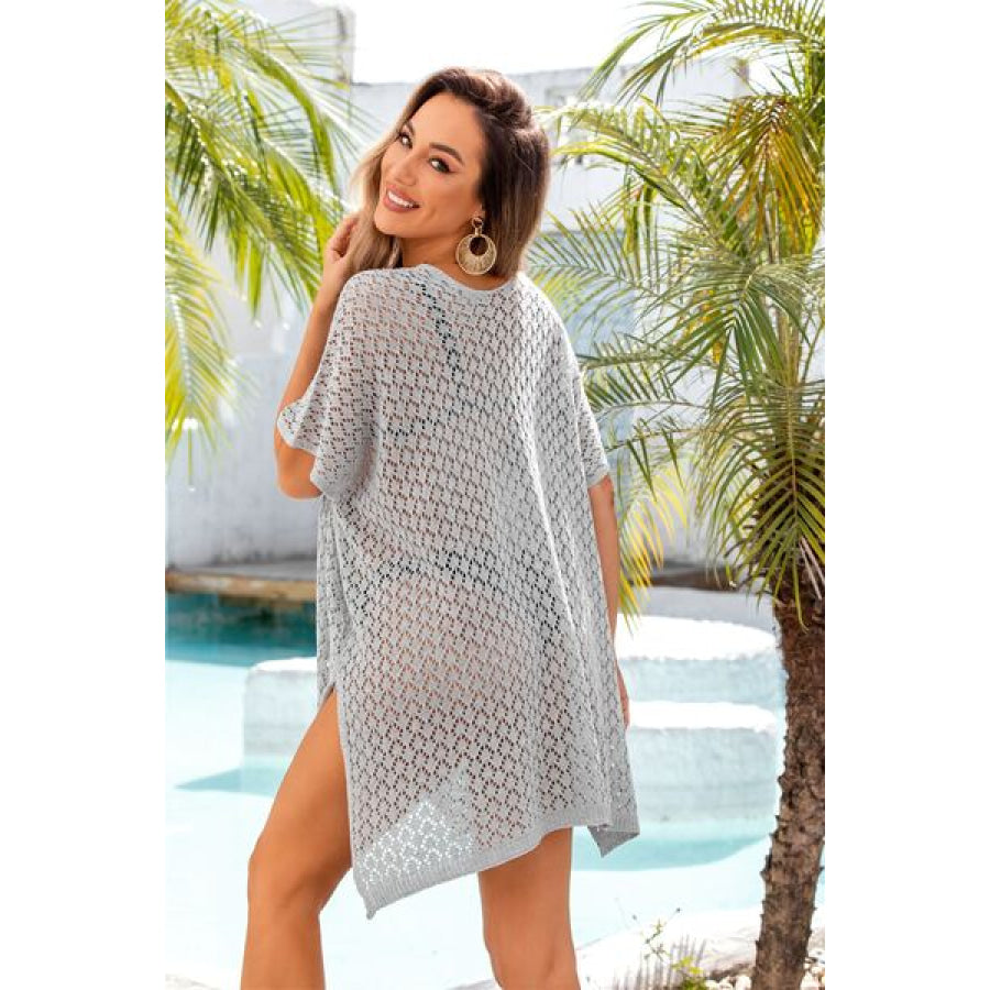 Openwork Slit Scoop Neck Cover Up Apparel and Accessories