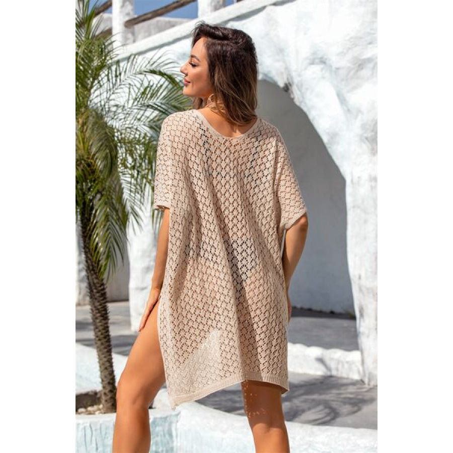 Openwork Slit Scoop Neck Cover Up Apparel and Accessories