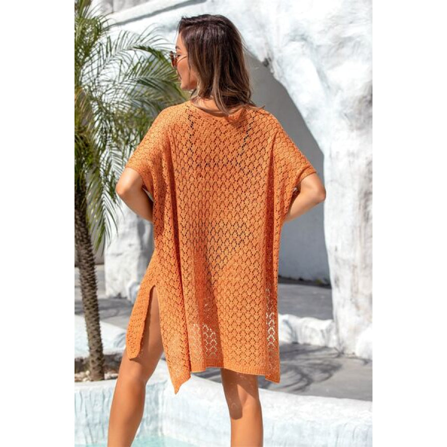 Openwork Slit Scoop Neck Cover Up Apparel and Accessories
