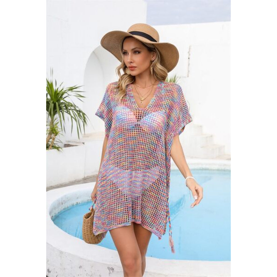 Openwork Slit V - Neck Cover Up Apparel and Accessories