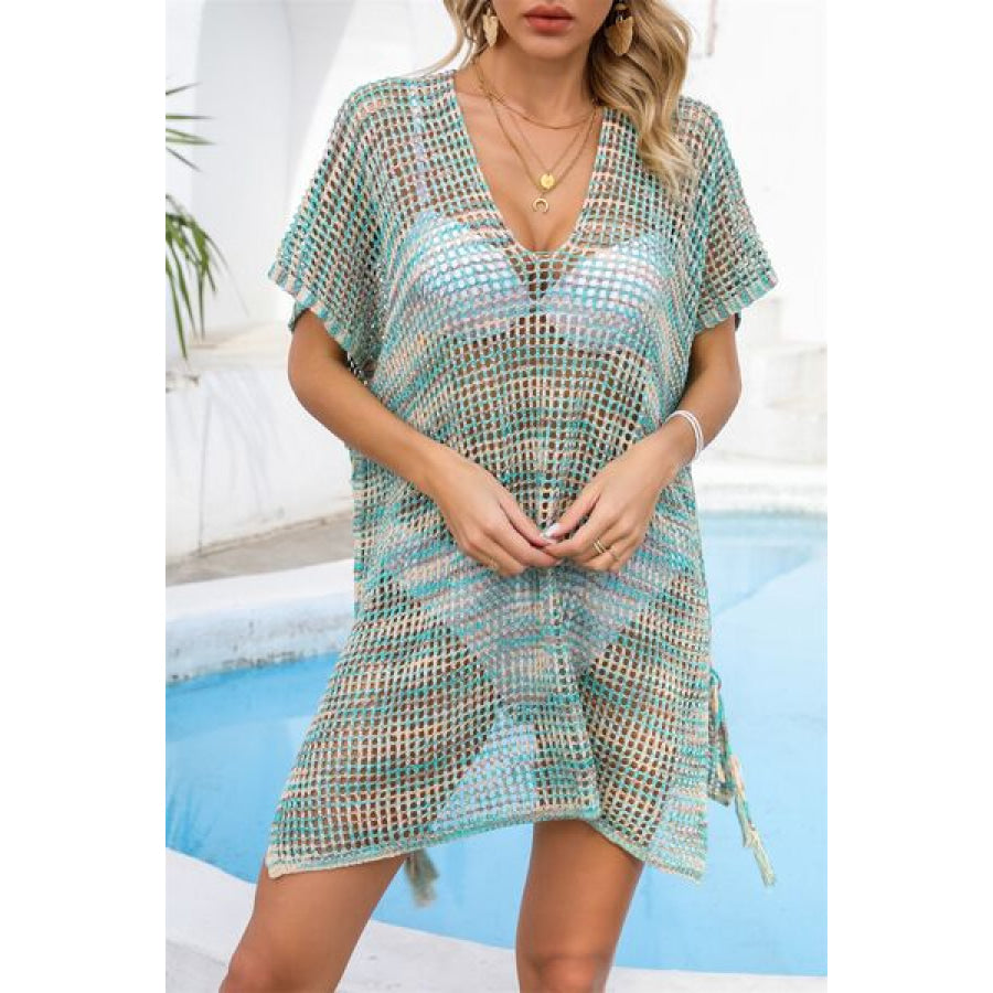 Openwork Slit V - Neck Cover Up Apparel and Accessories
