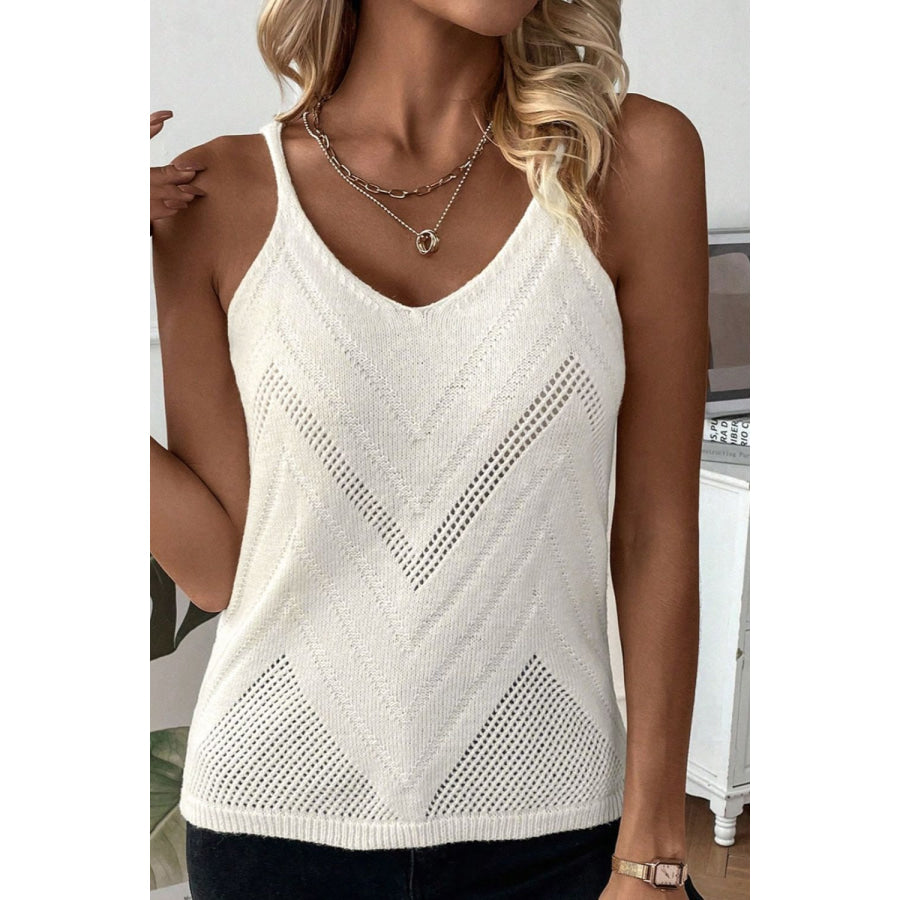 Openwork Spaghetti Strap Knit Vest Apparel and Accessories