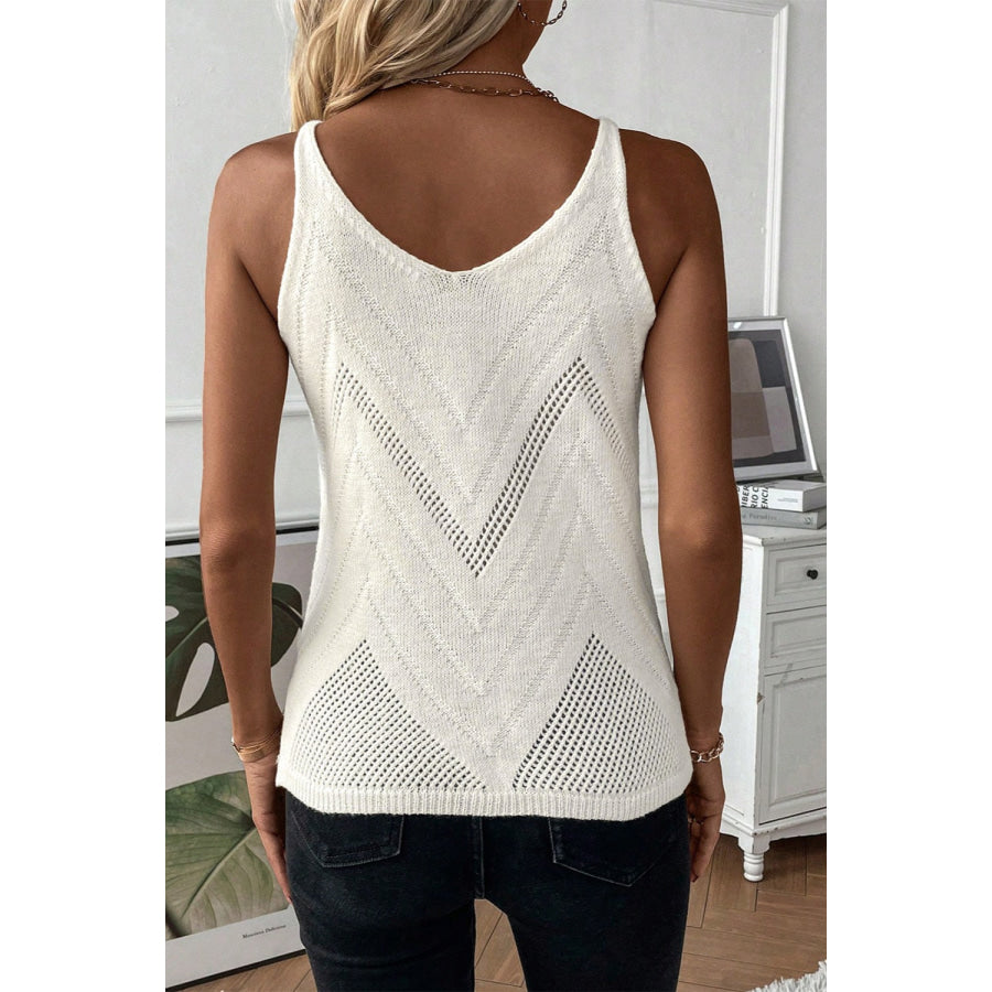 Openwork Spaghetti Strap Knit Vest Apparel and Accessories