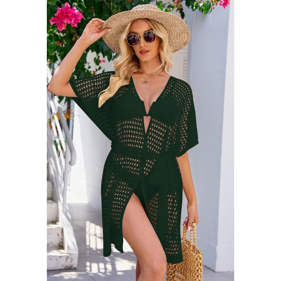 Openwork Tie Waist Cover Up Forest / S