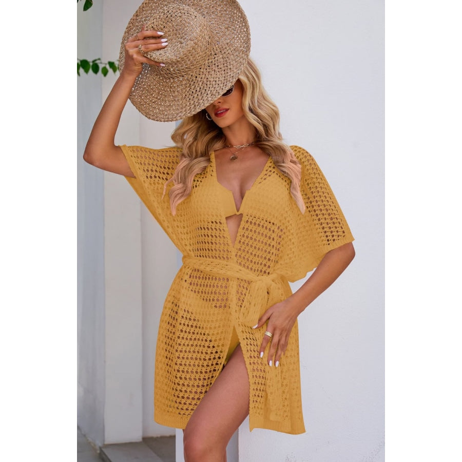 Openwork Tie Waist Cover Up Honey / S