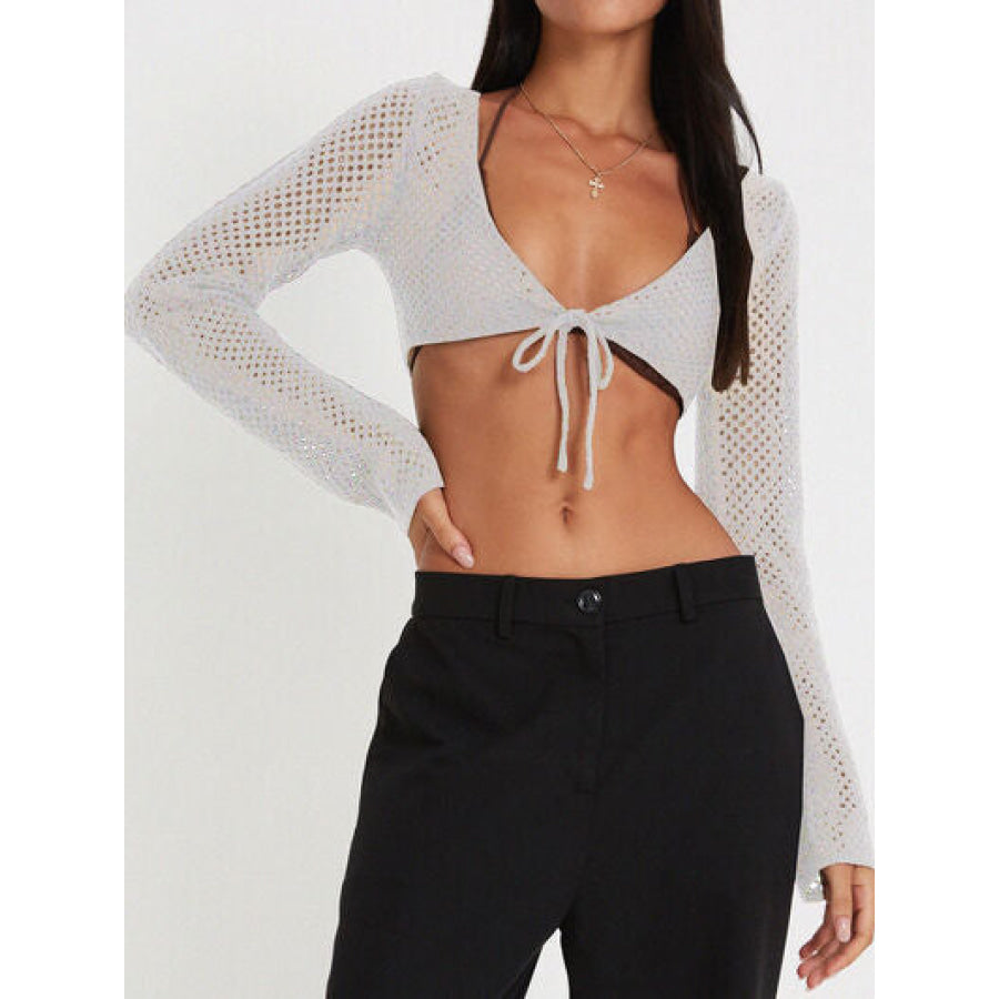 Openwork Tied Dropped Shoulder Cardigan Clothing