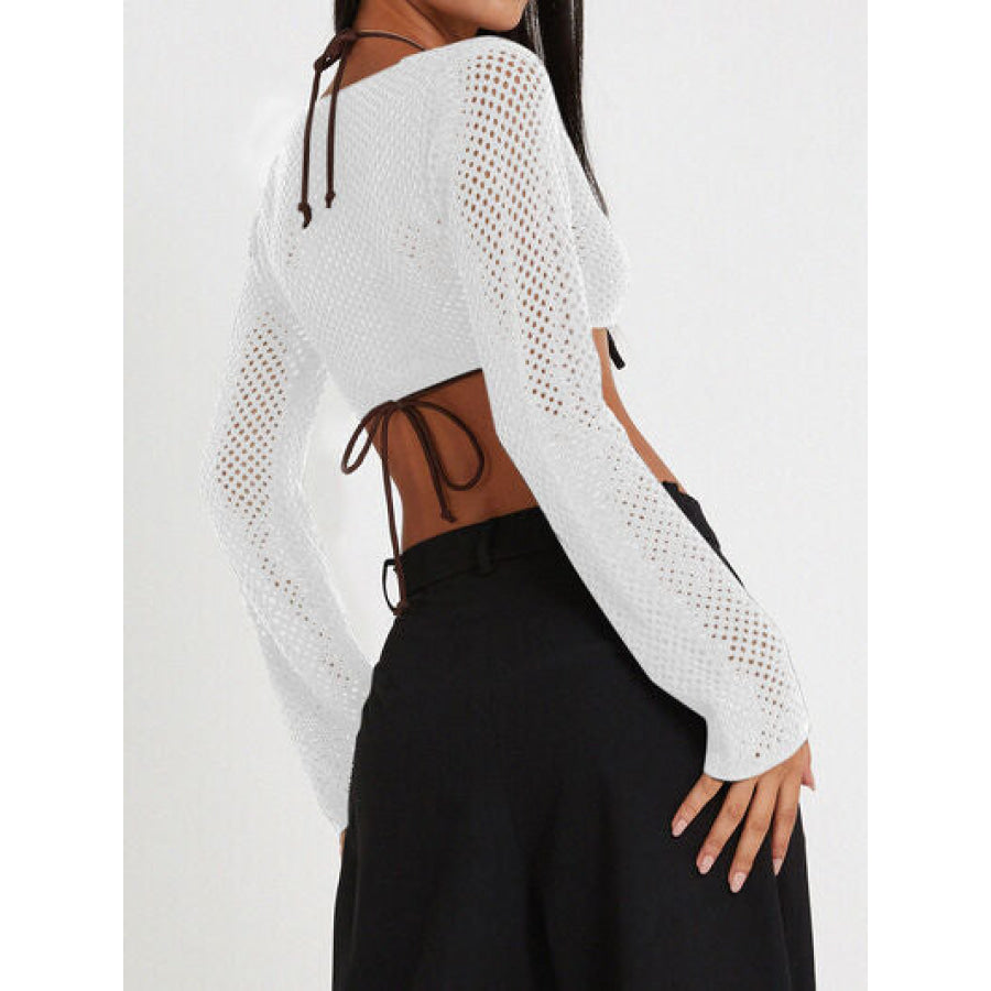 Openwork Tied Dropped Shoulder Cardigan Clothing