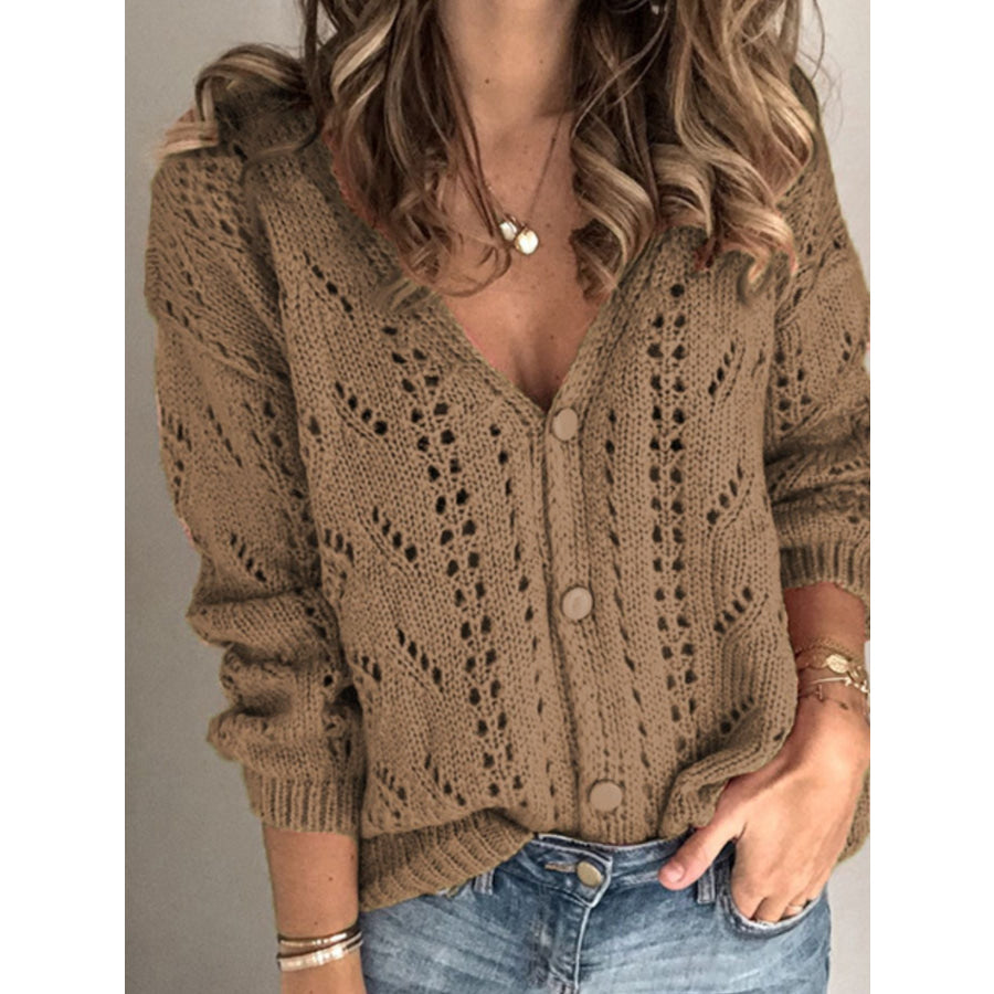 Openwork V-Neck Cardigan Apparel and Accessories