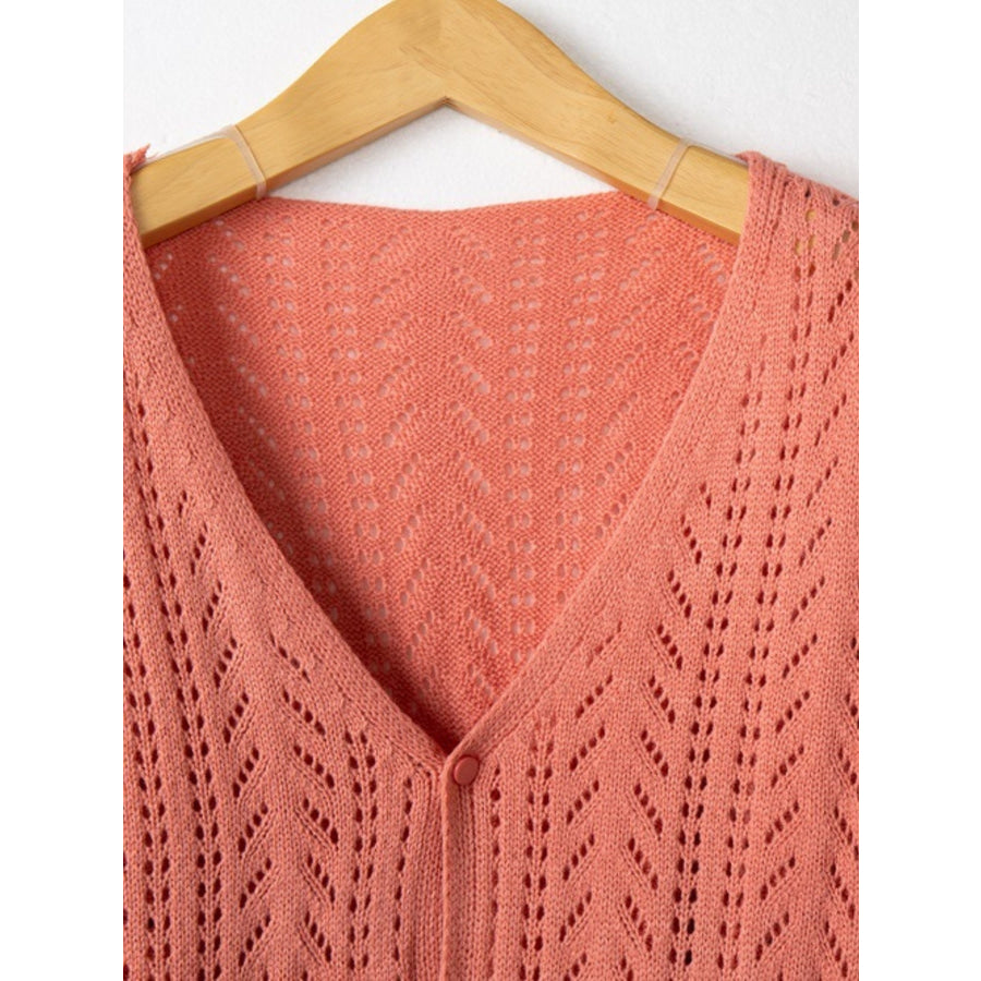 Openwork V-Neck Cardigan Apparel and Accessories