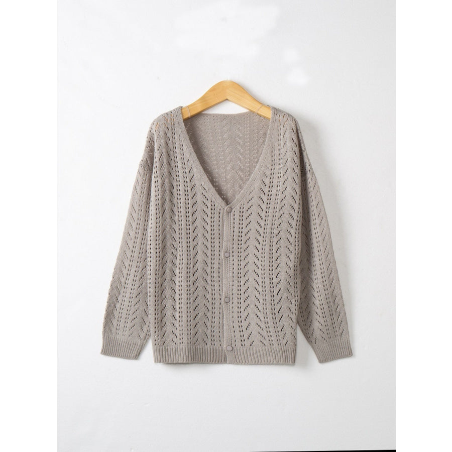 Openwork V-Neck Cardigan Apparel and Accessories