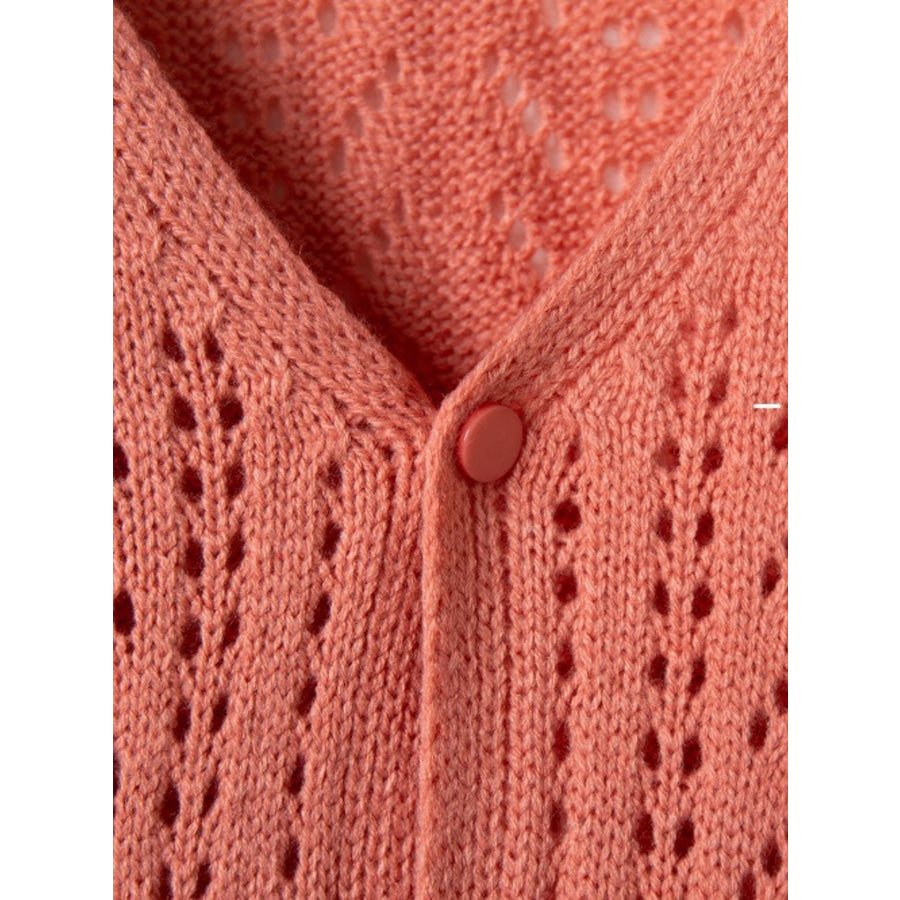 Openwork V-Neck Cardigan Apparel and Accessories