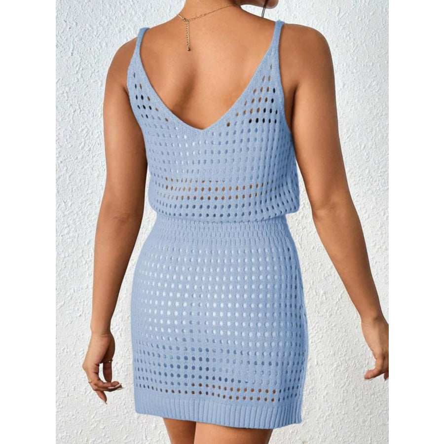 Openwork V-Neck Sleeveless Cover Up Dress Apparel and Accessories