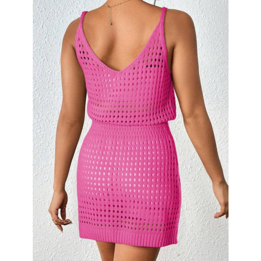 Openwork V-Neck Sleeveless Cover Up Dress Apparel and Accessories