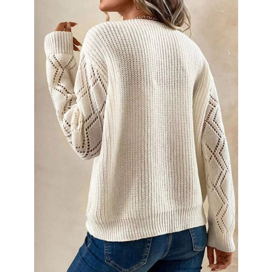 Openwork V-Neck Sweater Apparel and Accessories