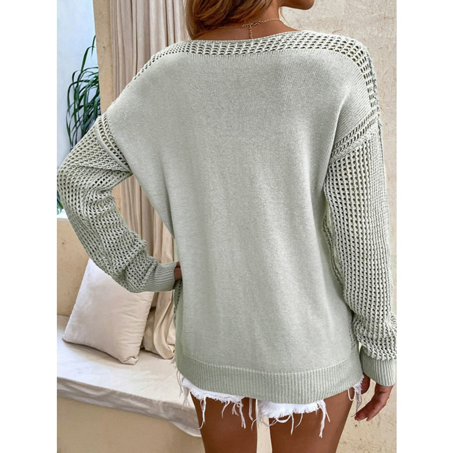 Openwork V-Neck Sweater