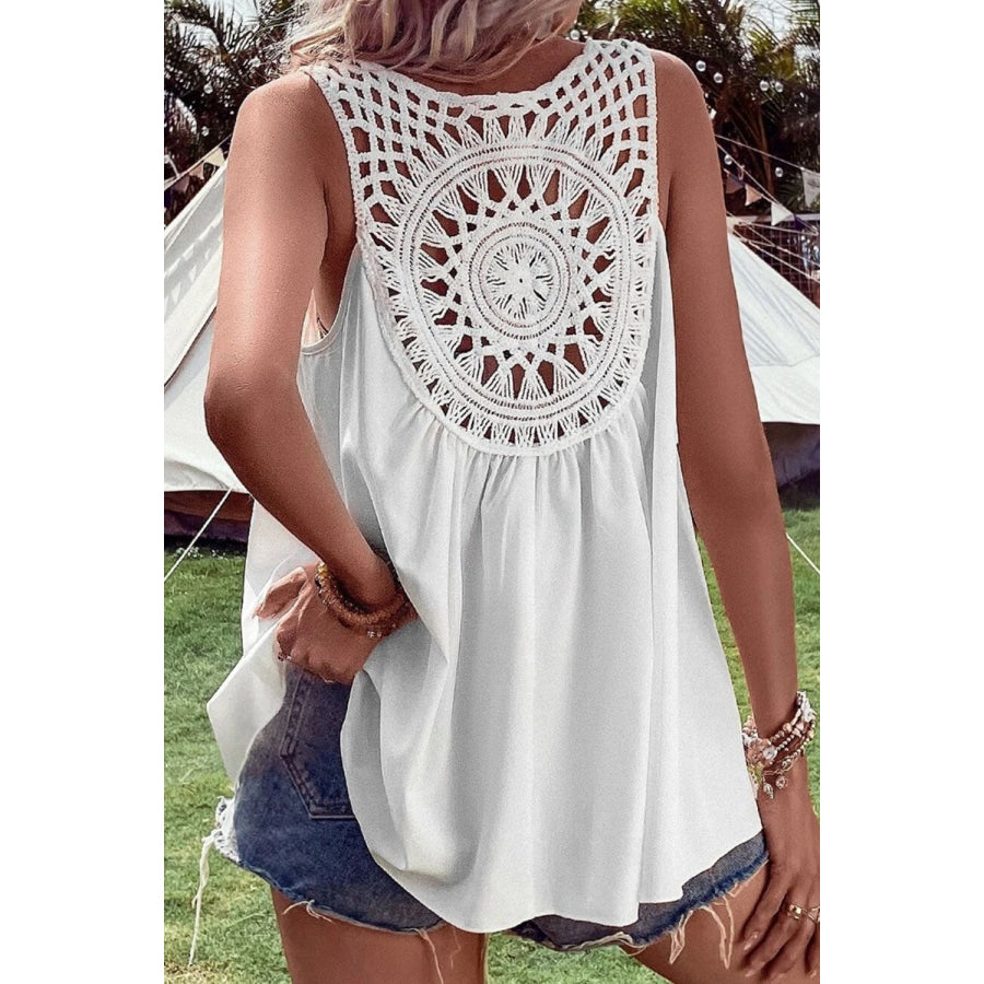 Openwork V-Neck Tank Apparel and Accessories