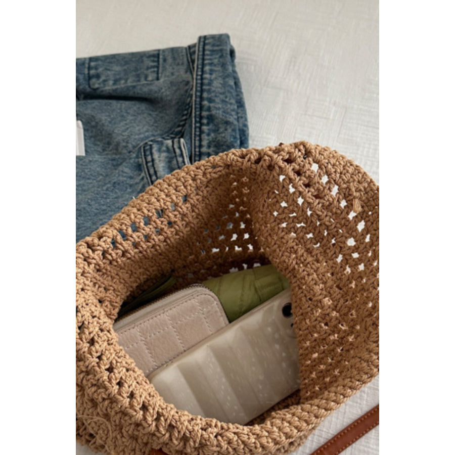 Openwork Woven Tote Bag Apparel and Accessories