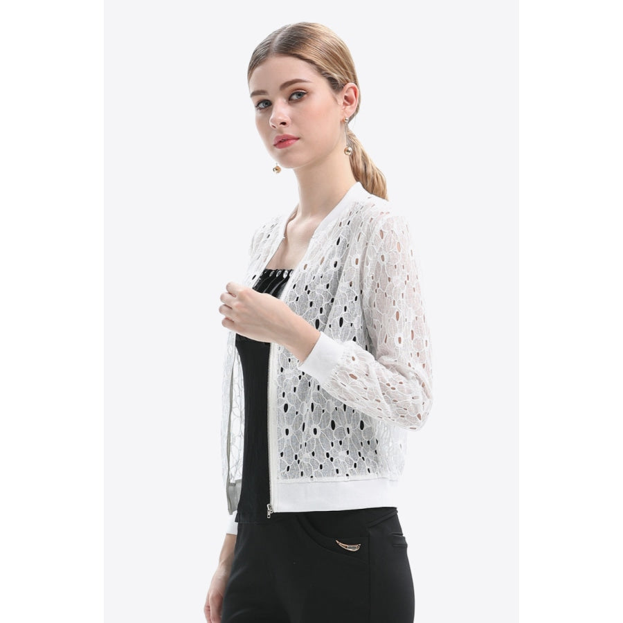 Openwork Zip Up Jacket