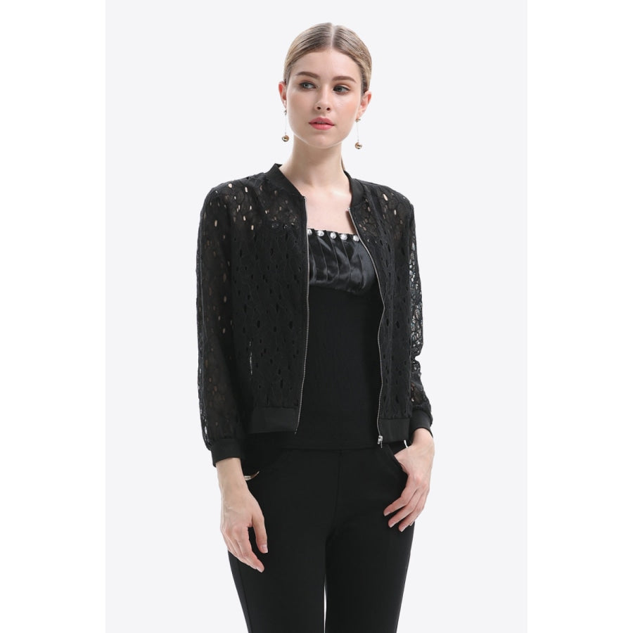 Openwork Zip Up Jacket