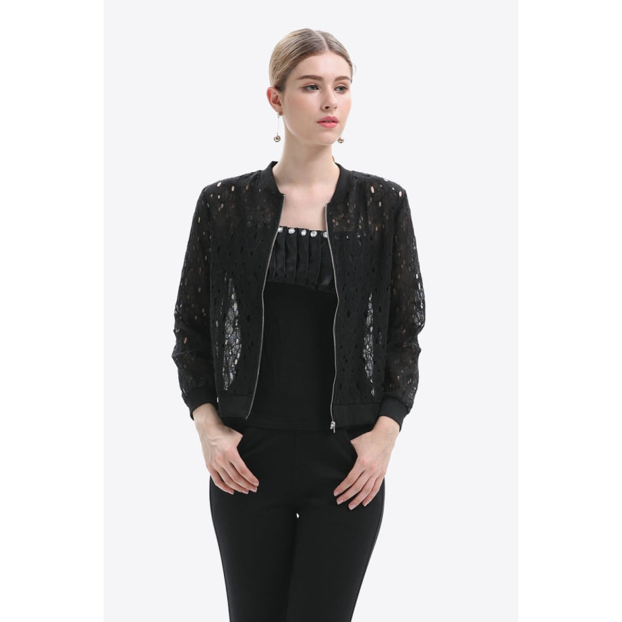 Openwork Zip Up Jacket