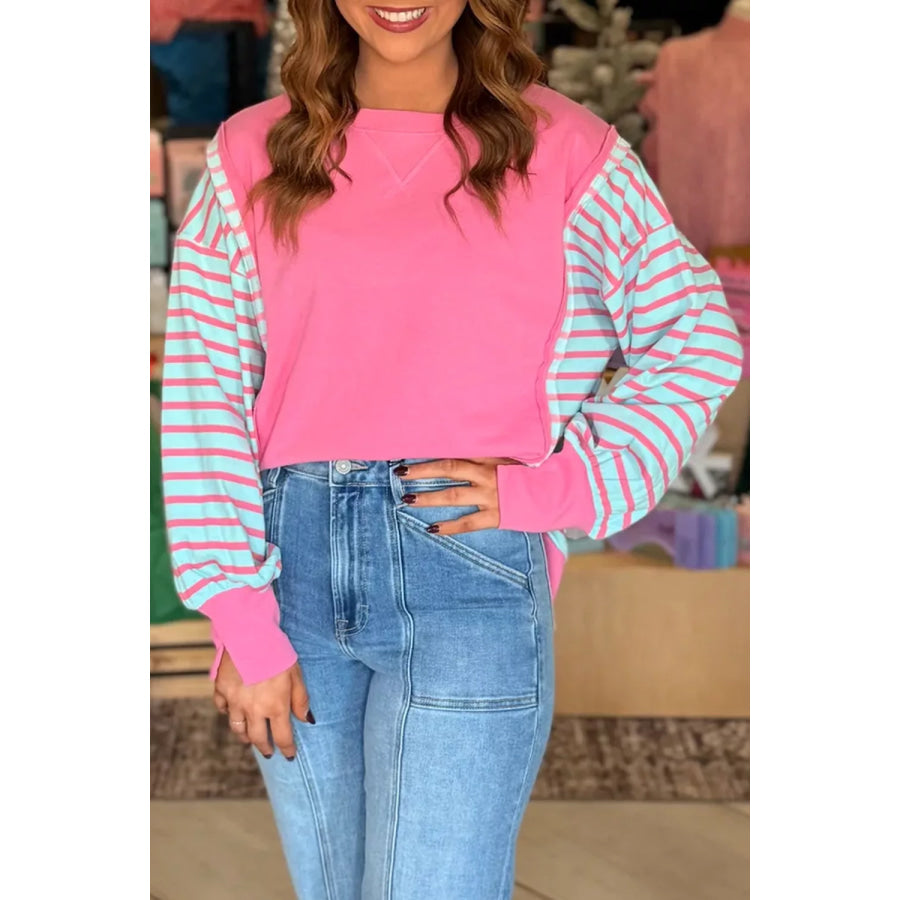 Orchid Striped Colorblock Long Sleeve Sweatshirt Apparel and Accessories