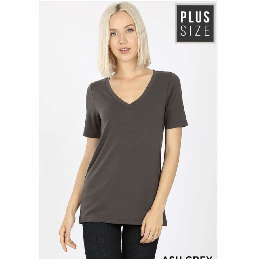 NEW COLOURS in Our Favourite V-Neck Top! Ash Grey / 1XL Tops