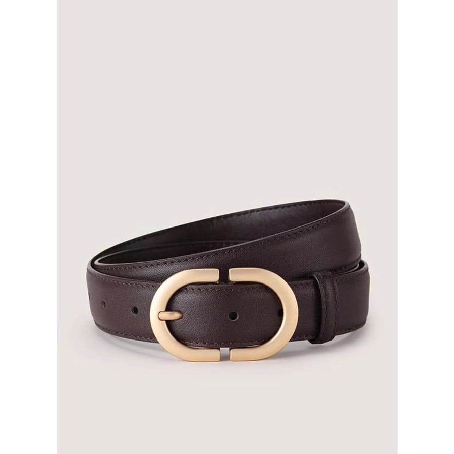 Oval Buckle Adjustable Belt Coffee Color / One Size Apparel and Accessories