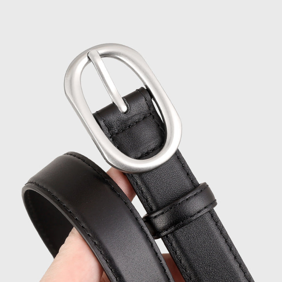 Oval Buckle Leather Belt Apparel and Accessories