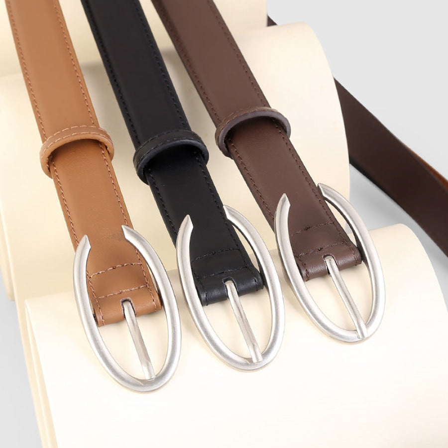 Oval Buckle Leather Belt Apparel and Accessories