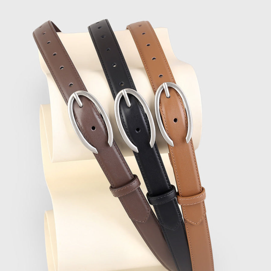 Oval Buckle Leather Belt Apparel and Accessories