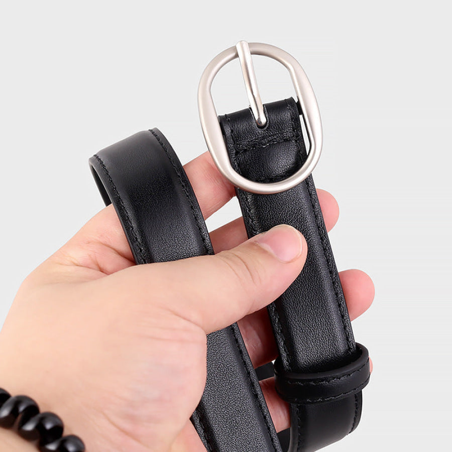 Oval Buckle Leather Belt Apparel and Accessories