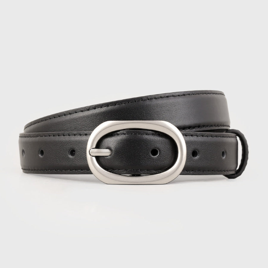 Oval Buckle Leather Belt Apparel and Accessories