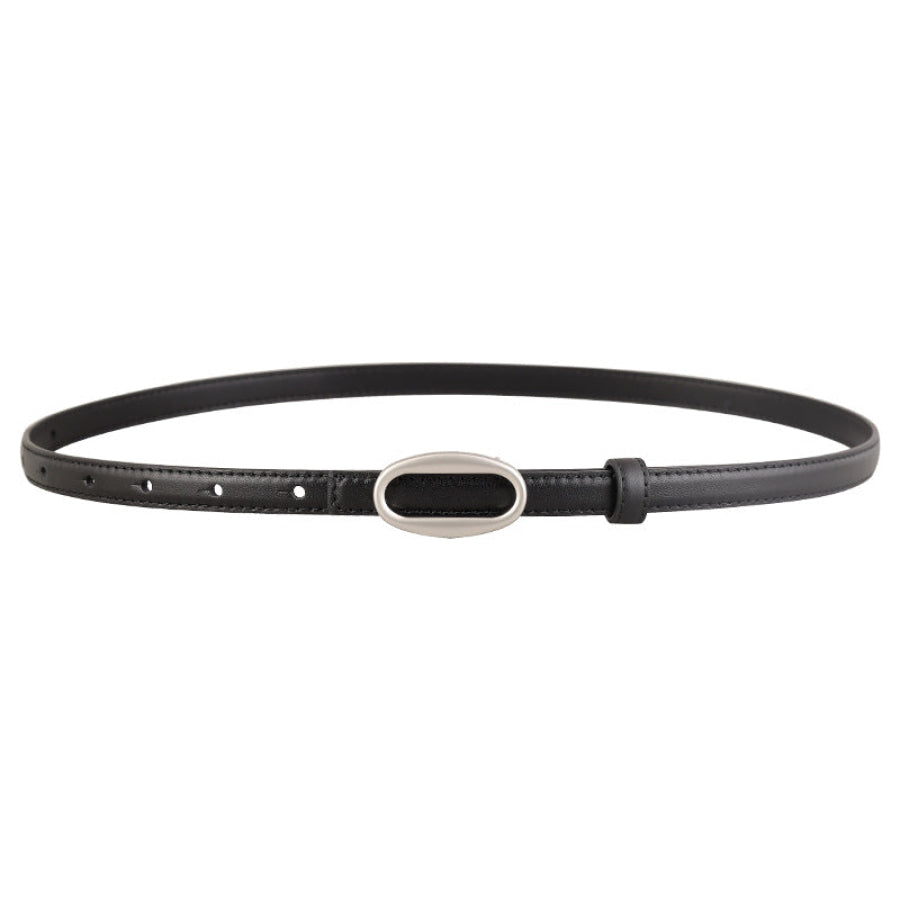 Oval Buckle Skinny Leather Belt Apparel and Accessories