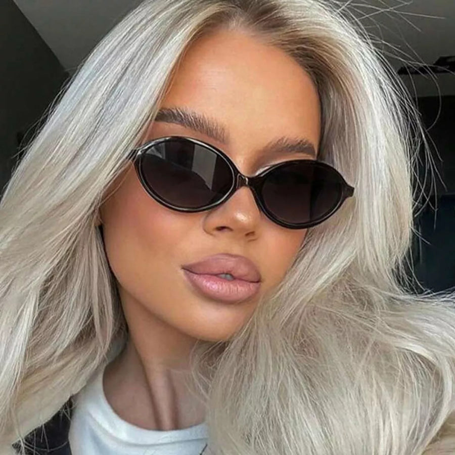 Oval Frame Tinted Lenses Sunglasses Black / One Size Apparel and Accessories