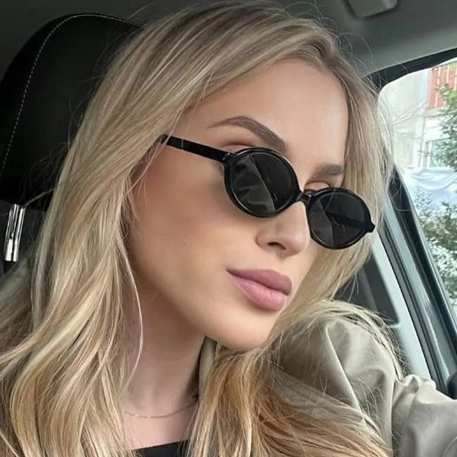 Oval Frame Tinted Lenses Sunglasses Black / One Size Apparel and Accessories