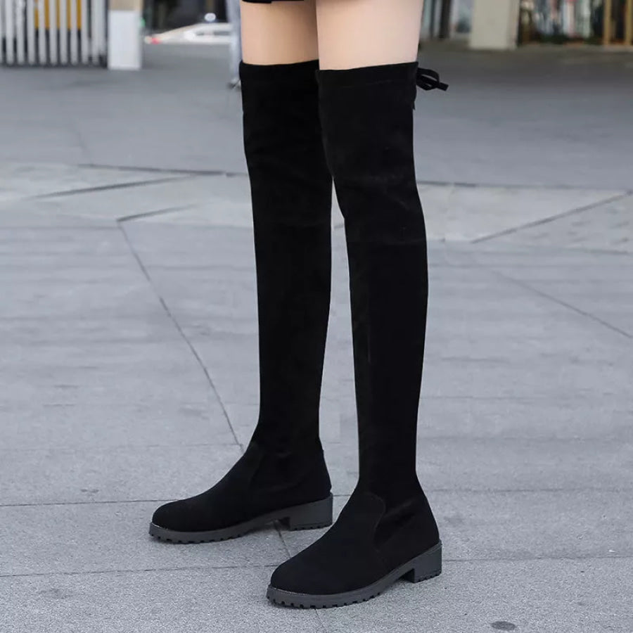 Over-the-Knee Block Heels Boots Apparel and Accessories