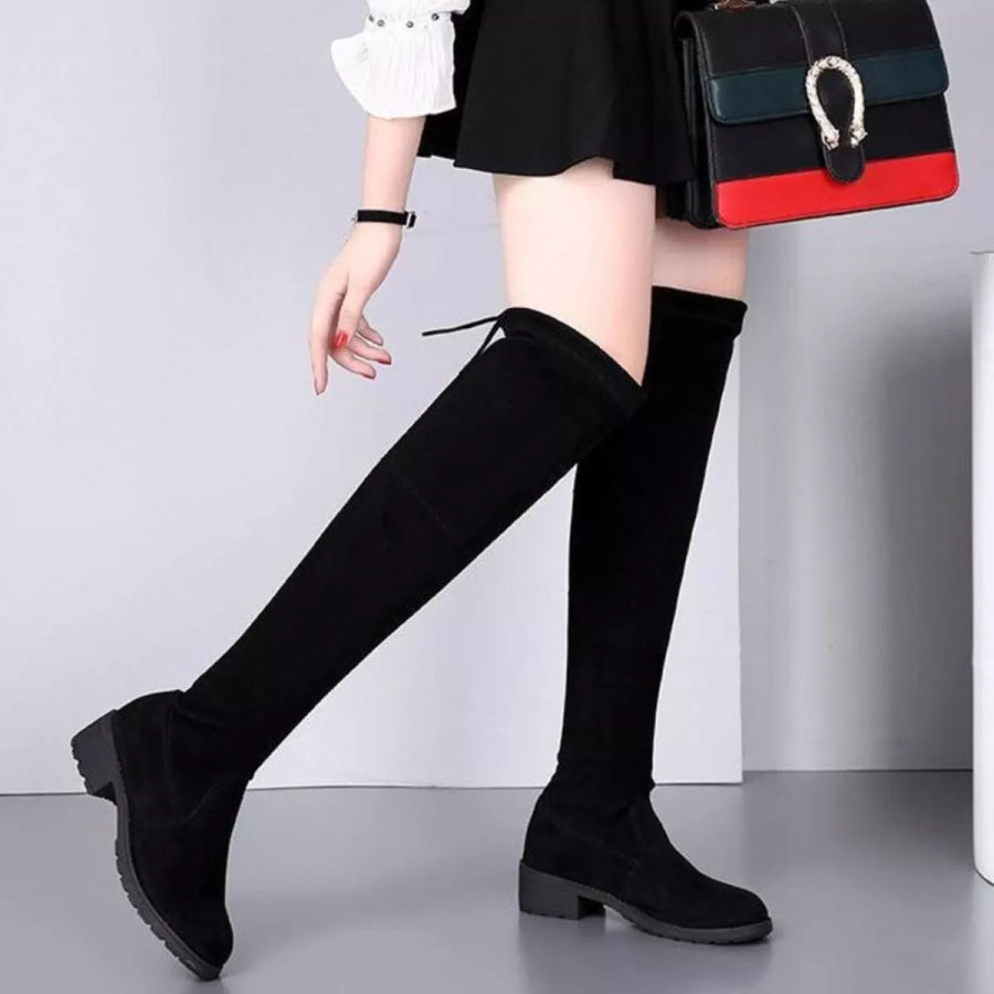 Over-the-Knee Block Heels Boots Apparel and Accessories