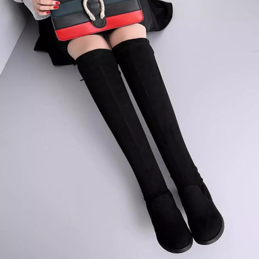 Over-the-Knee Block Heels Boots Apparel and Accessories