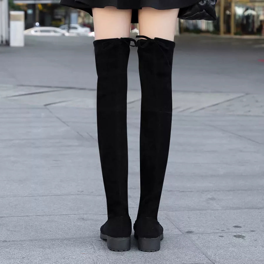 Over-the-Knee Block Heels Boots Apparel and Accessories