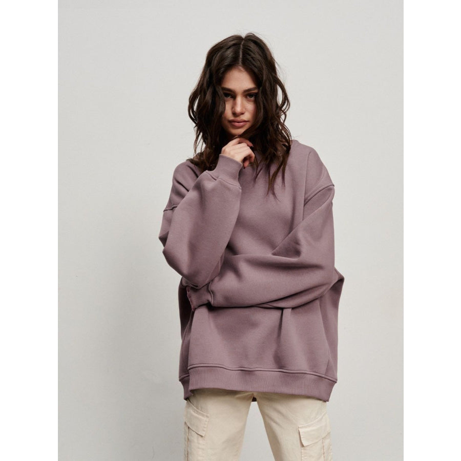 Oversize Round Neck Dropped Shoulder Sweatshirt Apparel and Accessories