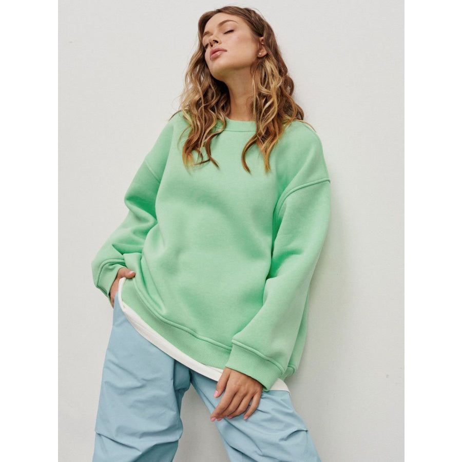 Oversize Round Neck Dropped Shoulder Sweatshirt Apparel and Accessories