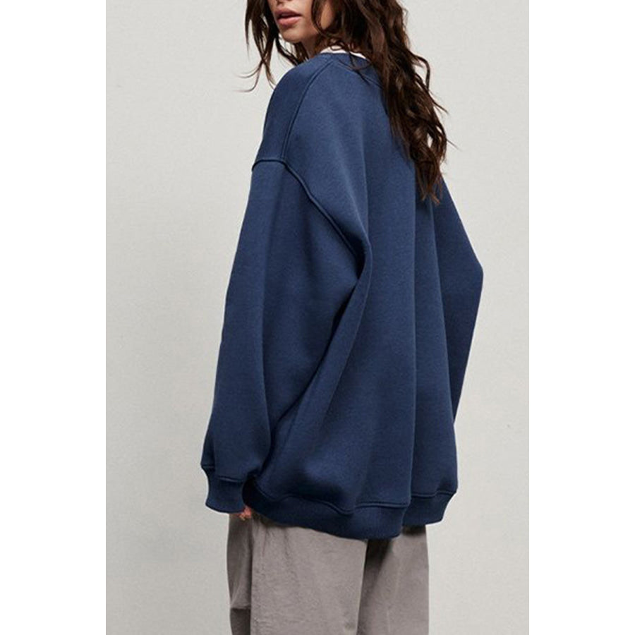 Oversize Round Neck Dropped Shoulder Sweatshirt Apparel and Accessories