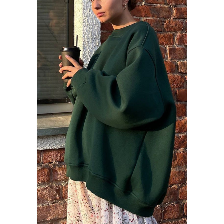 Oversize Round Neck Dropped Shoulder Sweatshirt Apparel and Accessories