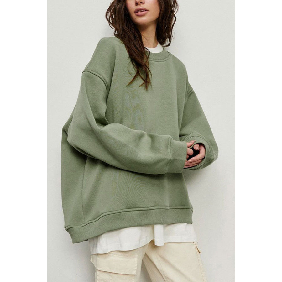 Oversize Round Neck Dropped Shoulder Sweatshirt Apparel and Accessories