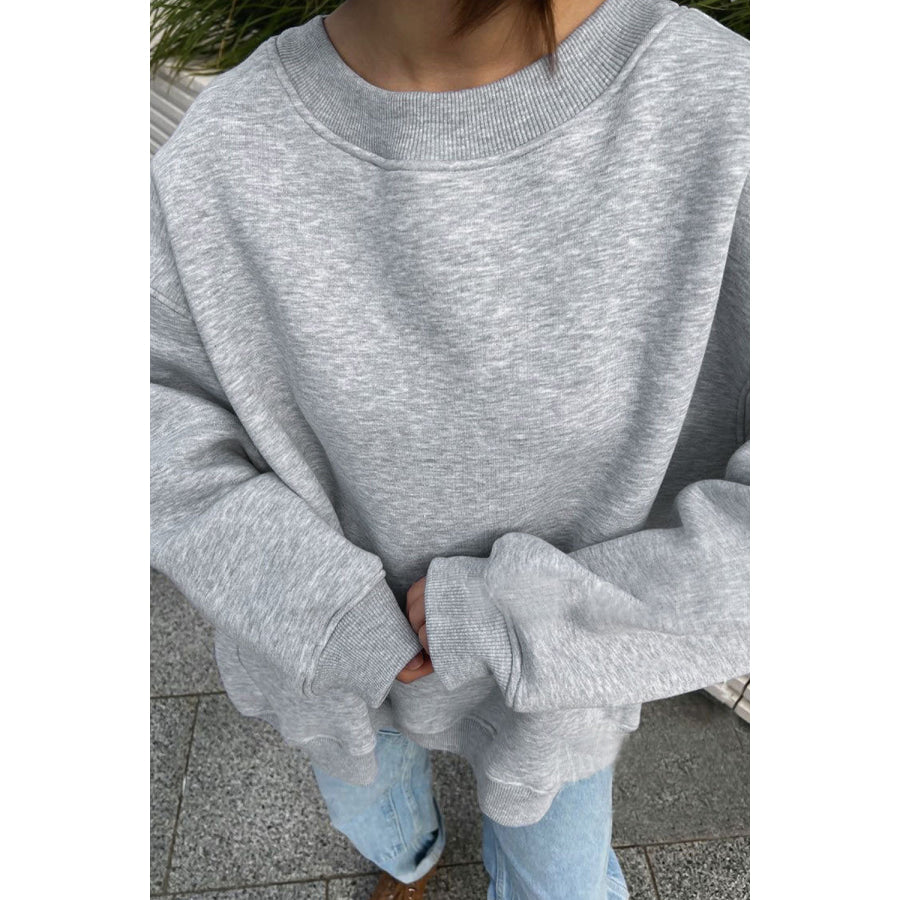 Oversize Round Neck Dropped Shoulder Sweatshirt Apparel and Accessories