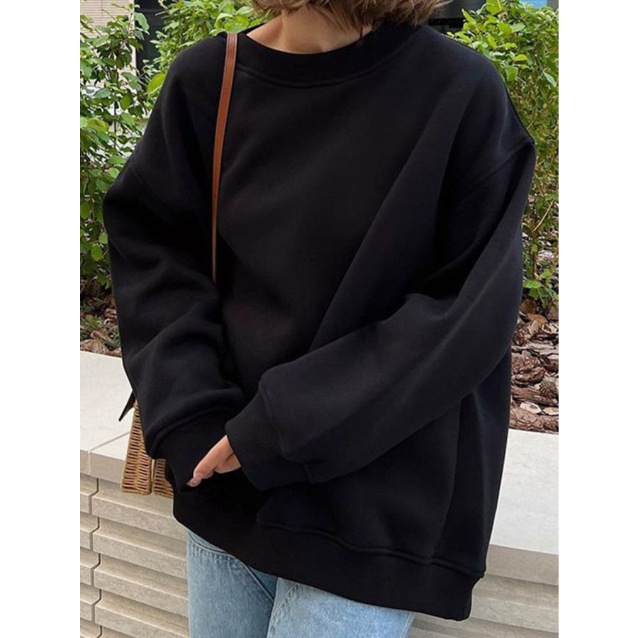 Oversize Round Neck Dropped Shoulder Sweatshirt Apparel and Accessories