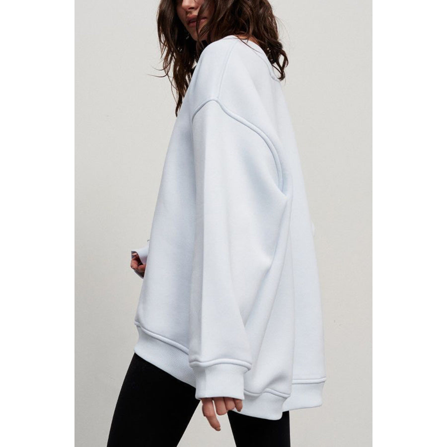 Oversize Round Neck Dropped Shoulder Sweatshirt Apparel and Accessories