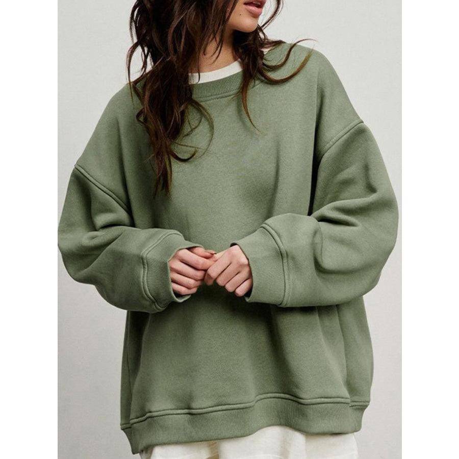 Oversize Round Neck Dropped Shoulder Sweatshirt Apparel and Accessories