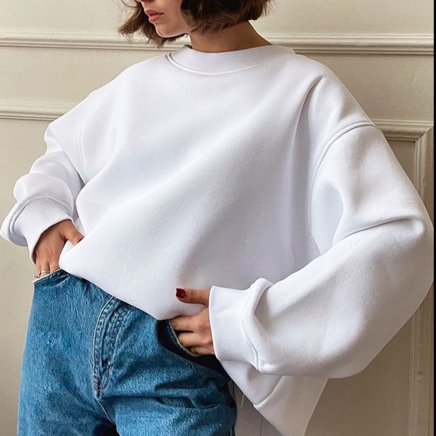 Oversize Round Neck Dropped Shoulder Sweatshirt Apparel and Accessories